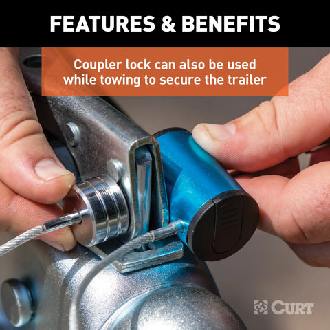 CURT 23082 Universal Tri-Ball Trailer Coupler Lock, Fits 1-7/8, 2, 2-5/16-Inch