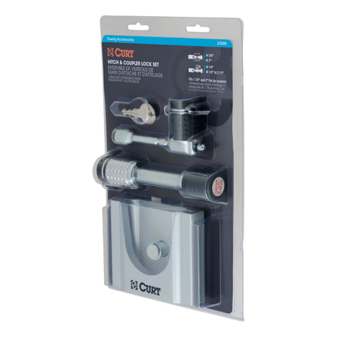 CURT 23086 - Hitch/Coupler Lock Set (2in. Receiver 1/2in. to 2-1/2in. Latch 1-7/8in./2in. L