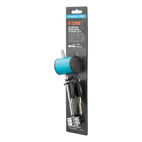 CURT 23503 Coupler Lock (1/4 Pin, 1 to 3 Latch Span, Right-Angle, Chrome)