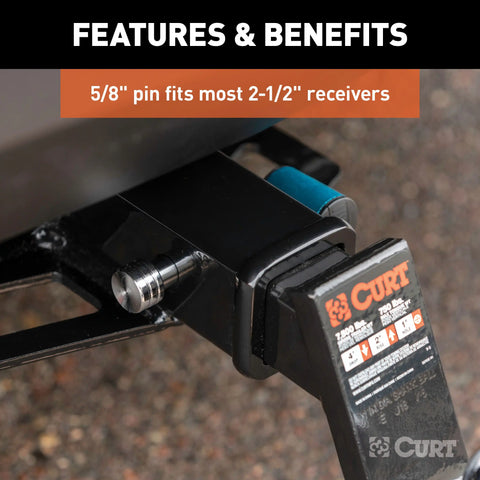 CURT 23504 5/8 Hitch Lock (2 or 2-1/2 Receiver, Right-Angle, Chrome)