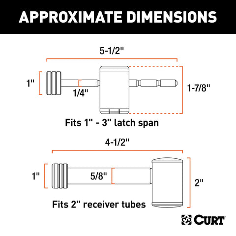 CURT 23505 Right-Angle Hitch & Coupler Lock Set (2 Receiver, 1 to 3 Latch)