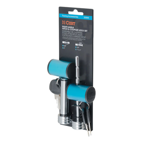 CURT 23505 Right-Angle Hitch & Coupler Lock Set (2 Receiver, 1 to 3 Latch)