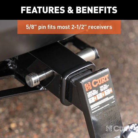 CURT 23519 - 5/8in. Hitch Lock (2in. or 2-1/2in. Receiver Barbell Stainless)