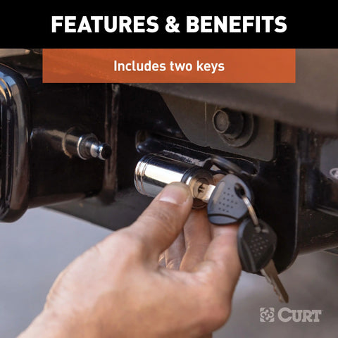 CURT 23528 5/8 Hitch Lock (2 or 2-1/2 Receiver, Barbell, Chrome)
