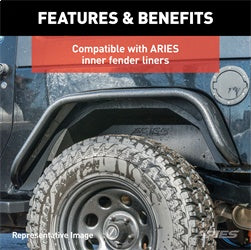 ARIES 2500202 - Paintable Raw Aluminum Rear Jeep Wrangler JK Fender Flares