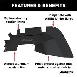 ARIES 2500650 - Jeep Wrangler JL Aluminum Front and Rear Inner Fender Liners Jeep Wrangler Set of 4