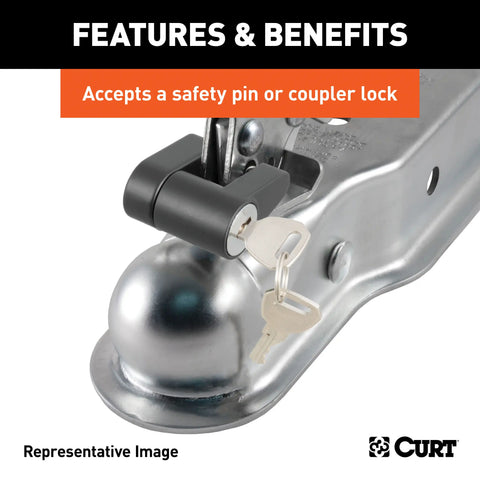 CURT 25100 - 2in. Straight-Tongue Coupler with Posi-Lock (3in. Channel 5000 lbs Zinc)