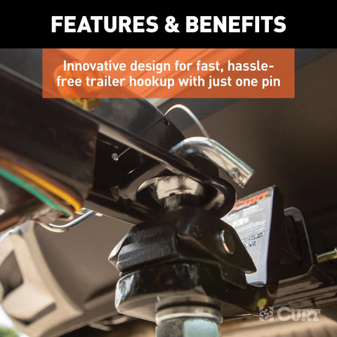 CURT 25472 QuickPin No-Latch 2 Trailer Coupler (3 Channel, 3,500 lbs)