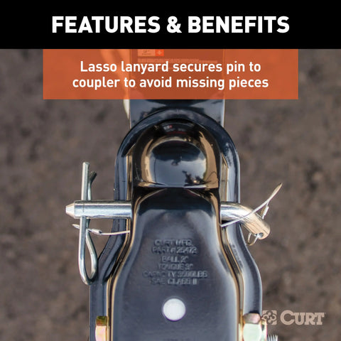 CURT 25472 QuickPin No-Latch 2 Trailer Coupler (3 Channel, 3,500 lbs)