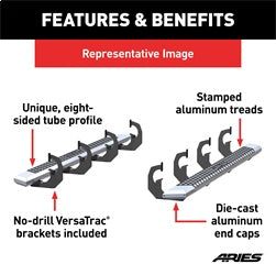 ARIES 2555005 - AdvantEDGE 5-1/2 x 75 Chrome Aluminum Side Bars, Select Dodge, Ram 1500