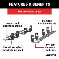 ARIES 2555026 - AdvantEDGE 5-1/2 x 91 Chrome Aluminum Side Bars, Select Dodge, Ram 2500, 3500
