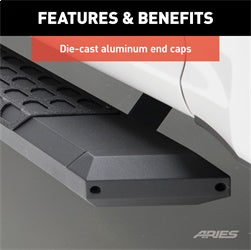 ARIES 2556006 - AdvantEDGE 5-1/2 x 85 Black Aluminum Side Bars, Select Dodge, Ram 1500 to 5500