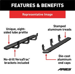 ARIES 2556009 - AdvantEDGE 5-1/2 x 85 Black Aluminum Side Bars, Select Ford F-150