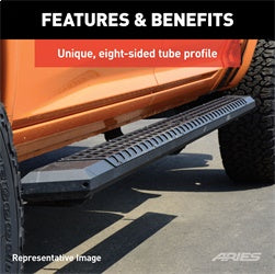 ARIES 2556011 - AdvantEDGE 5-1/2 x 53 Black Aluminum Side Bars, Select Ford F150, F250, F350