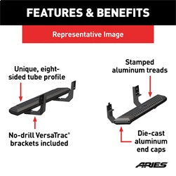 ARIES 2556013 - AdvantEDGE 5-1/2 x 53 Black Aluminum Side Bars, Select Ford F-250, F-350