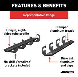 ARIES 2556045 - AdvantEDGE 5-1/2 x 75 Black Aluminum Side Bars, Select Nissan Titan
