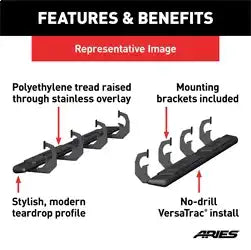 ARIES 2558045 - AscentStep 5-1/2 x 75 Black Steel Running Boards, Select Nissan Titan