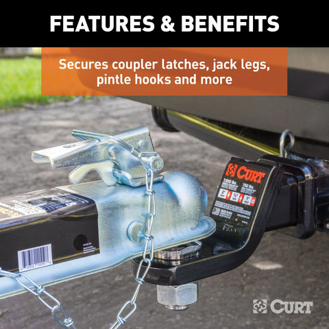 CURT 28000 3/8 Safety Pin with 12 Chain (2-3/4 Length)