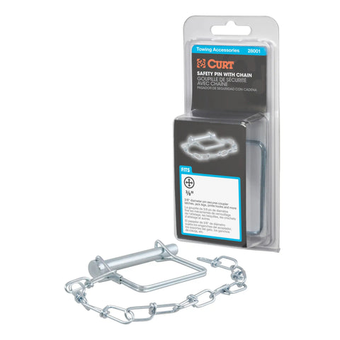 CURT 28001 3/8 Safety Pin with 12 Chain (2-3/4 Length, Packaged)