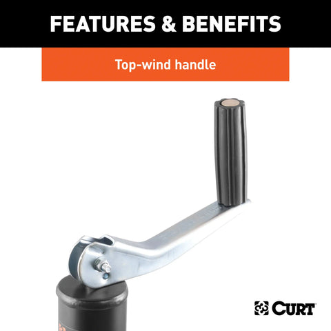 CURT 28202 A-Frame Jack with Top Handle (2,000 lbs, 15 Travel)