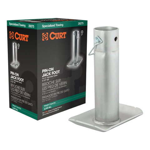 CURT 28275 Pin-On Jack Foot (Fits 2 Tube, 2,000 lbs, 8-1/2 Height, Packaged)