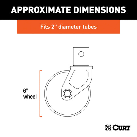CURT 28276 6 Jack Caster (Fits 2 Tube, 1,200 lbs.)