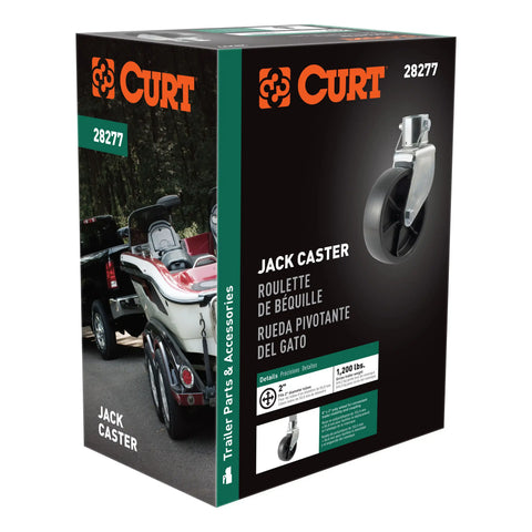 CURT 28277 6 Jack Caster (Fits 2 Tube, 1,200 lbs, Packaged)