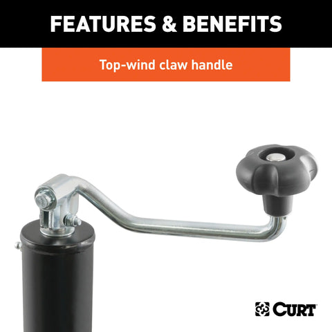 CURT 28301 Bracket-Mount Swivel Jack with Top Handle (2,000 lbs, 10 Travel, Packaged)