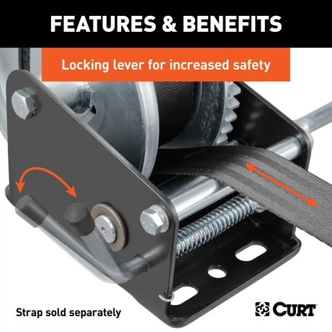 CURT 29427 Hand Crank Winch (1,700 lbs, 8 Handle)