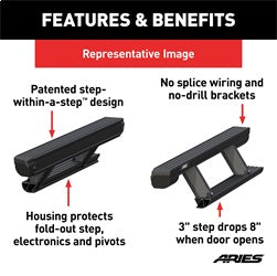 ARIES 3047952 - ActionTrac 83.6 Powered Running Boards, Select Toyota Tundra Crew Cab