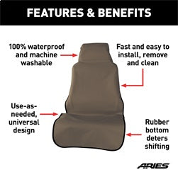 ARIES 3142-18 - Seat Defender 58 x 23 Removable Waterproof Brown Bucket Cover