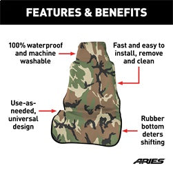 ARIES 3142-20 - Seat Defender 58 x 23 Removable Waterproof Camo Bucket Cover