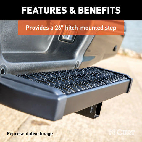CURT 32002 Grip Step 26-Inch Hitch for 2-Inch Receiver, 6-Inch Drop