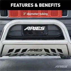 ARIES 35-3007 - 3 Polished Stainless Bull Bar, Select Ford Expedition, F-150, Lincoln Mark LT