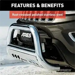 ARIES 35-4001 - 3 Polished Stainless Bull Bar, Select Chevrolet, GMC