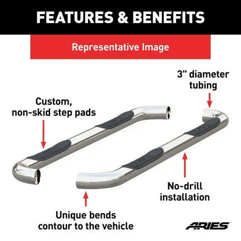 ARIES Round 3'' Nerf Bar Stainless Steel