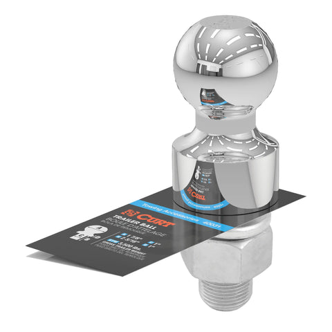 CURT 40031 1-7/8 Trailer Ball (1 x 2-3/16 Shank, 1 Rise, 3,500 lbs., Chrome)