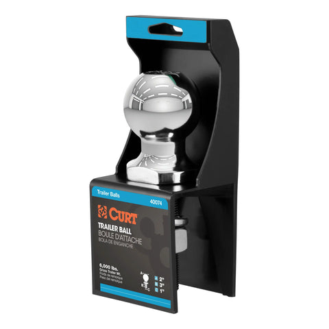 CURT 40074 2 Trailer Ball (1 x 3 Shank, 6,000 lbs., Chrome, Packaged)