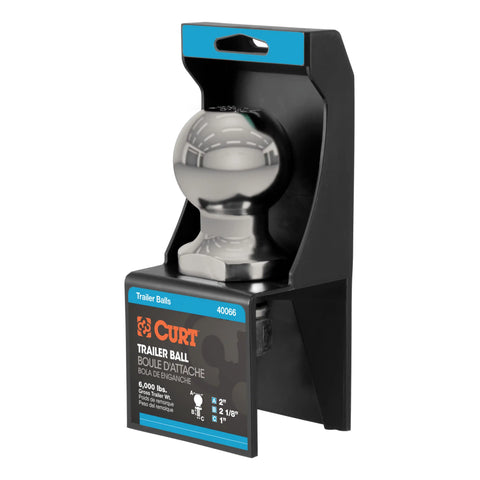 CURT 40083 - 2in. Trailer Ball (1in. x 2-1/8in. Shank 6000 lbs. Stainless Packaged)