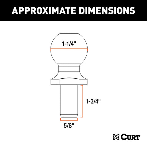 CURT 40093 Replacement 1-1/4 Sway Control Ball (5/8 x 1-3/4 Shank)