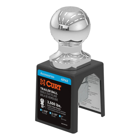 CURT 40162 1-7/8 Trailer Ball (1 x 2-1/8 Shank, 3,500 lbs., Chrome, Packaged)