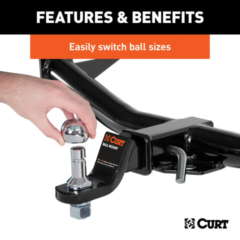 CURT 42225 Switch Ball Trailer Set (1-7/8", 2 & 2-5/16 Balls, 1 x 2-1/4 Shank)