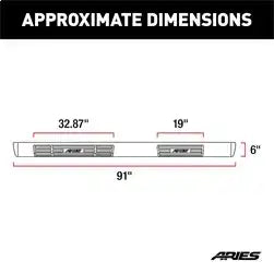 ARIES 4444027 - 6 x 91 Polished Stainless Oval Side Bars, Select Ford F-Series
