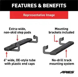 ARIES 4445017 - 6 x 53-Inch Oval Black Aluminum Nerf Bars, Select Ford F-150
