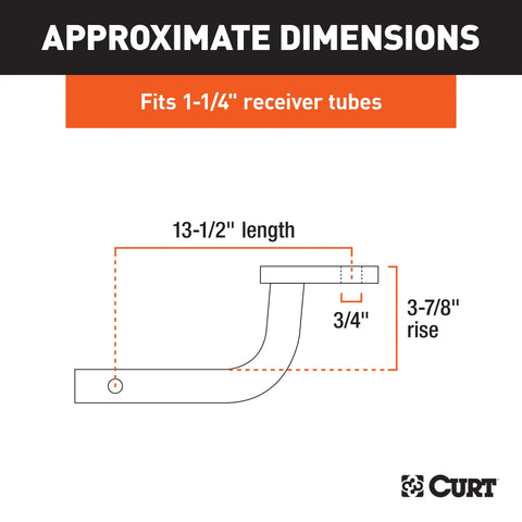 CURT 45000 Class 2 Ball Mount (1-1/4 Shank, 3,500 lbs., 3-7/8 Rise, 13-1/2 Long)