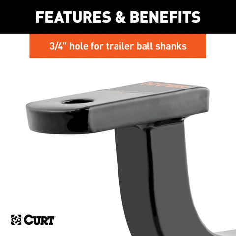 CURT 45000 Class 2 Ball Mount (1-1/4 Shank, 3,500 lbs., 3-7/8 Rise, 13-1/2 Long)
