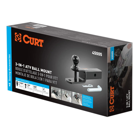 CURT 45005 - 3-in-1 ATV Ball Mount with 2in. Shank and 1-7/8in. Trailer