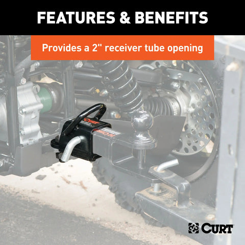 CURT 45006 Bolt-On 2-Inch ATV, UTV Trailer Hitch Receiver Adapter