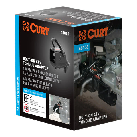 CURT 45006 Bolt-On 2-Inch ATV, UTV Trailer Hitch Receiver Adapter