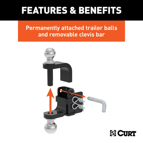 CURT 45008 - Replacement Head for Adjustable Trailer Hitch Ball Mount #45049